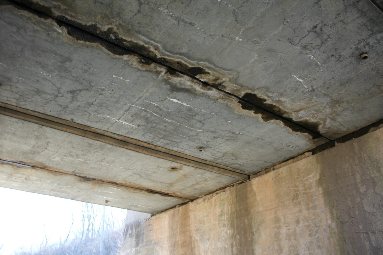 Under bridge, showing precast slabs
